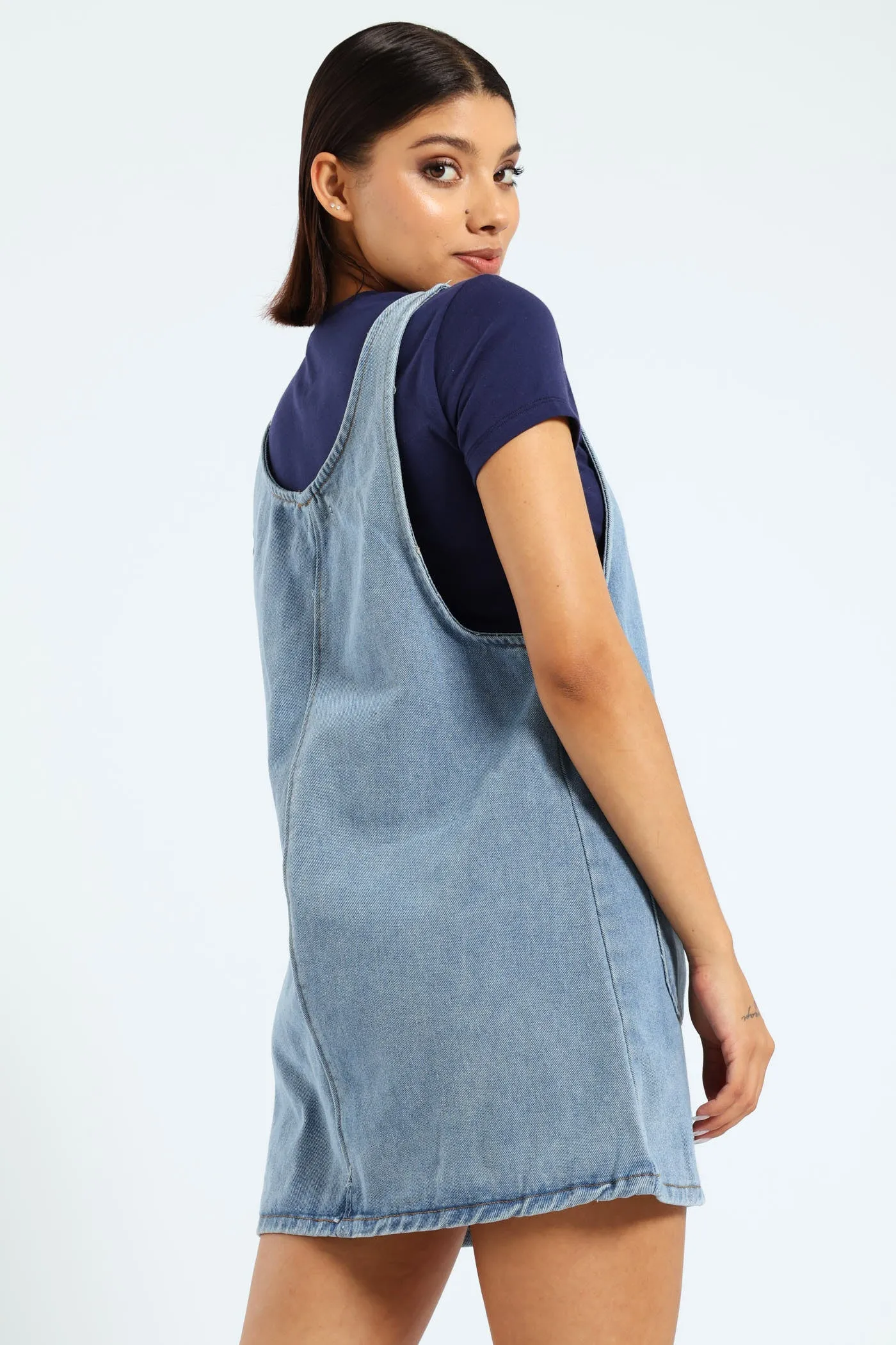 Boxy Denim Pinafore Dress - Mid Blue sold by Edgars product image thumbnail 3