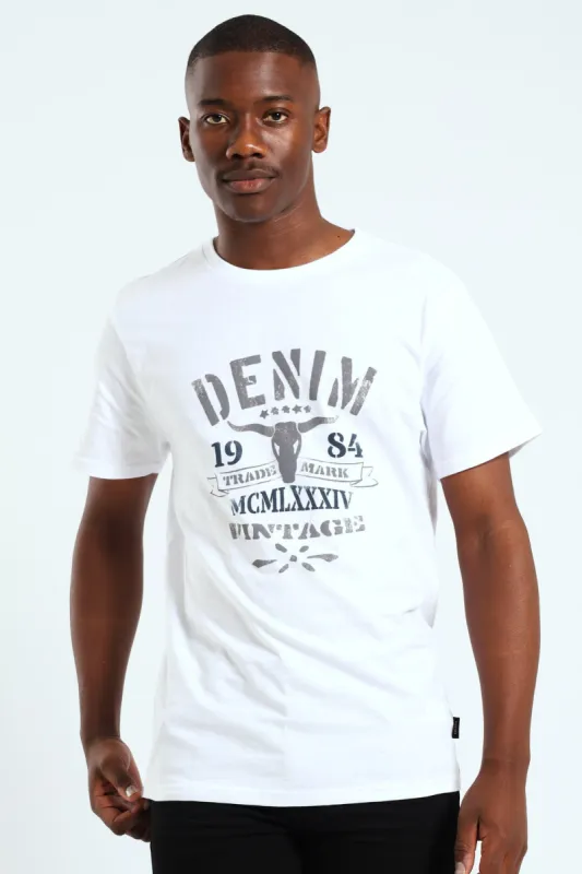 Basic Print Short Sleeve Tee - White sold by Edgars 