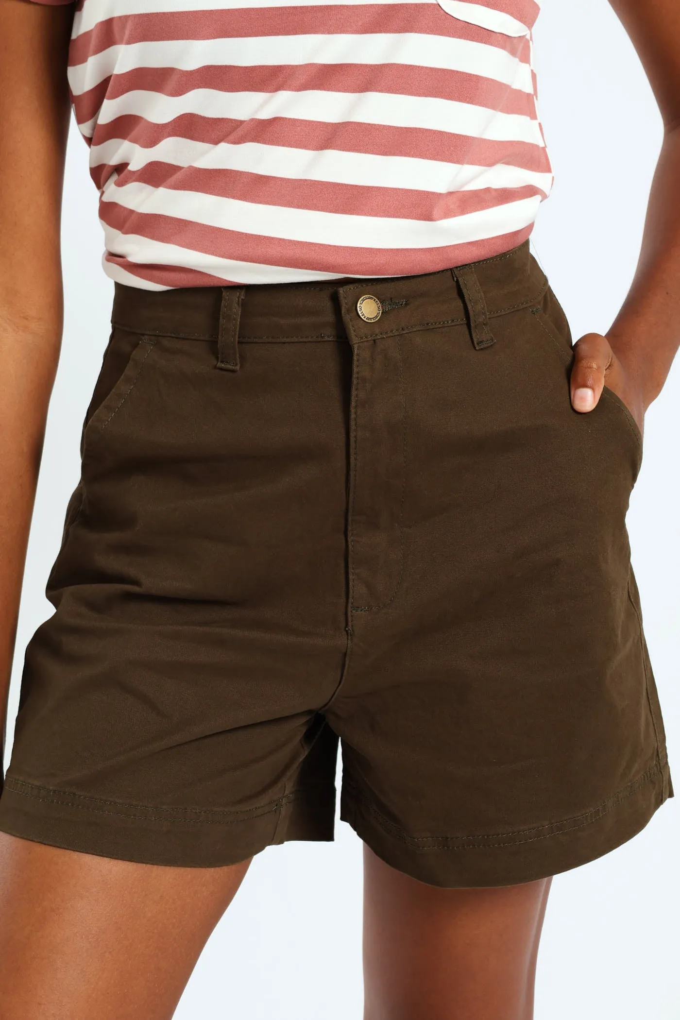 Classic Mid Thigh Chino Short - Dark Fatigue sold by Edgars