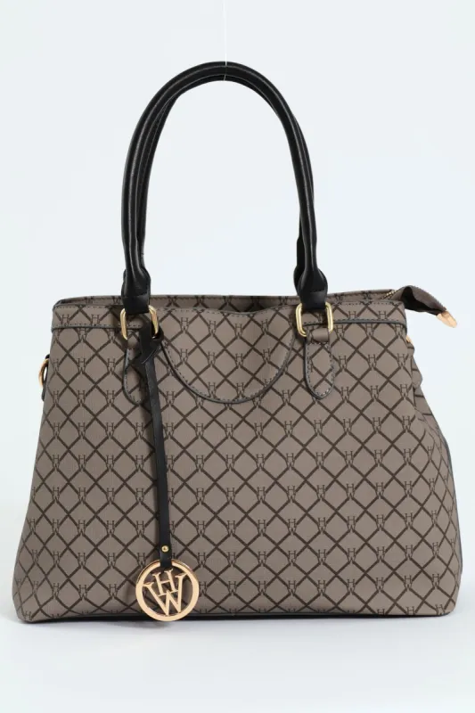 Hanging Metal Logo Tote Bag - Black/Grey made by Edgars