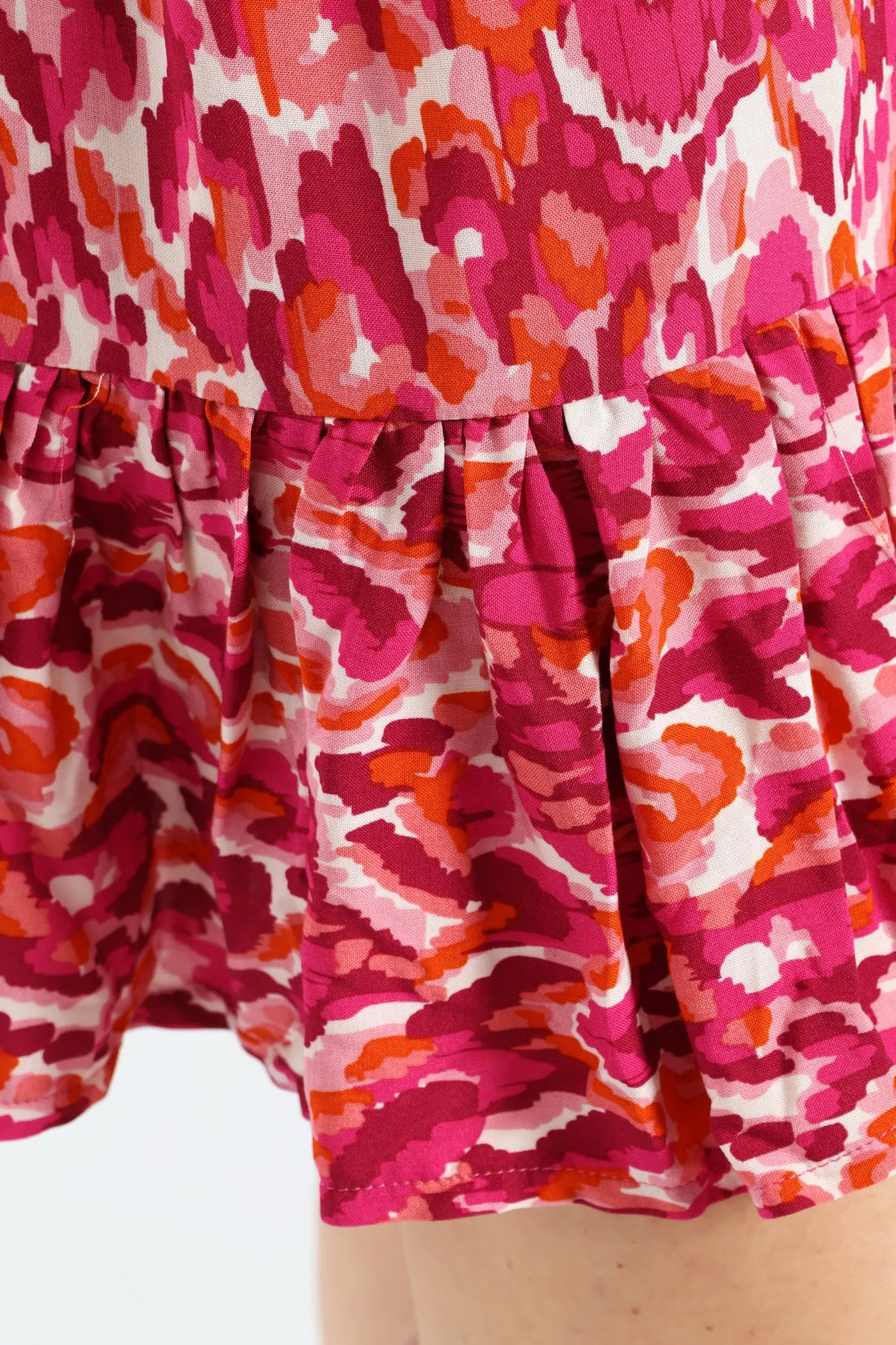 Frill Hem Hi-Lo Printed Shift Dress - Cerise sold by Edgars product image thumbnail 5