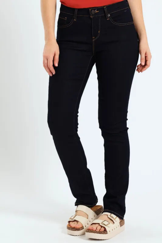 Curvy Straight Cast Shadows Jeans - Dark Blue sold by Edgars