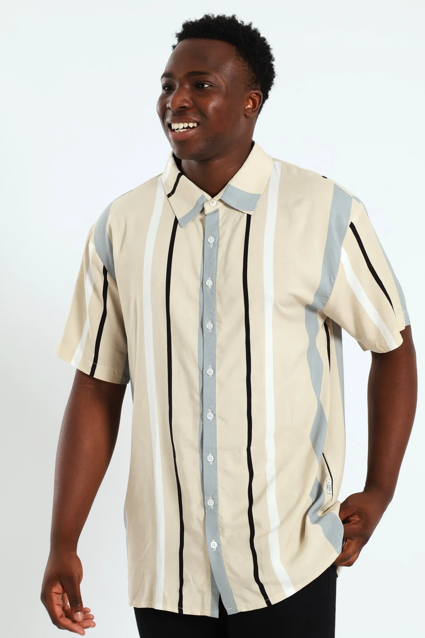 Travis Short Sleeve Shirt - Stone sold by Edgars