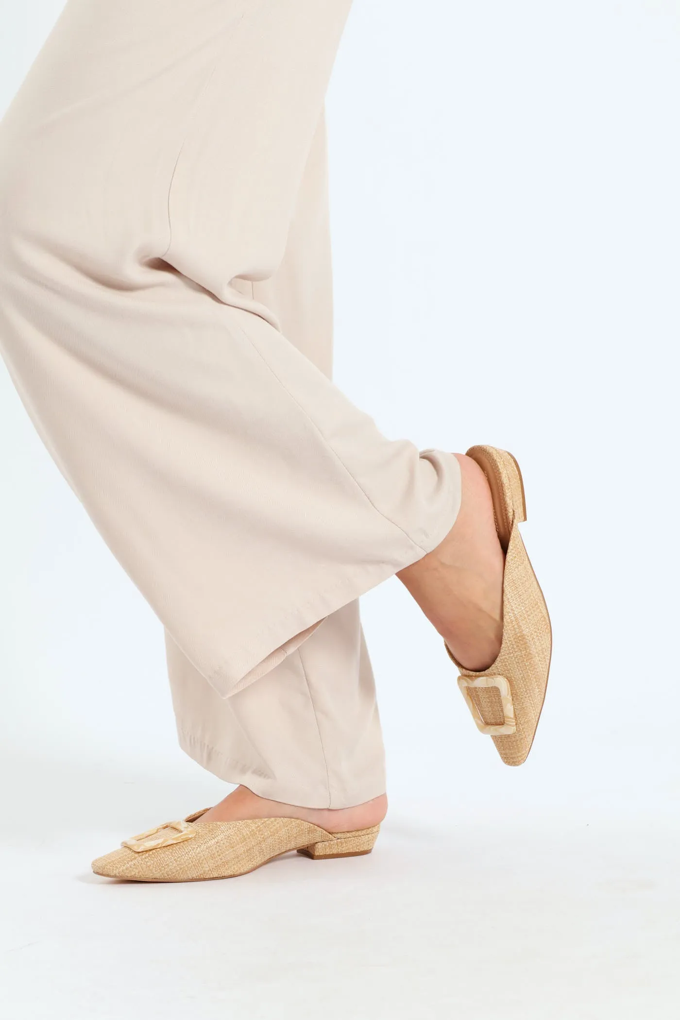 Raffia Sqaured Pointed Toe Mule With Marble Trim - Natural sold by Edgars product image thumbnail 2