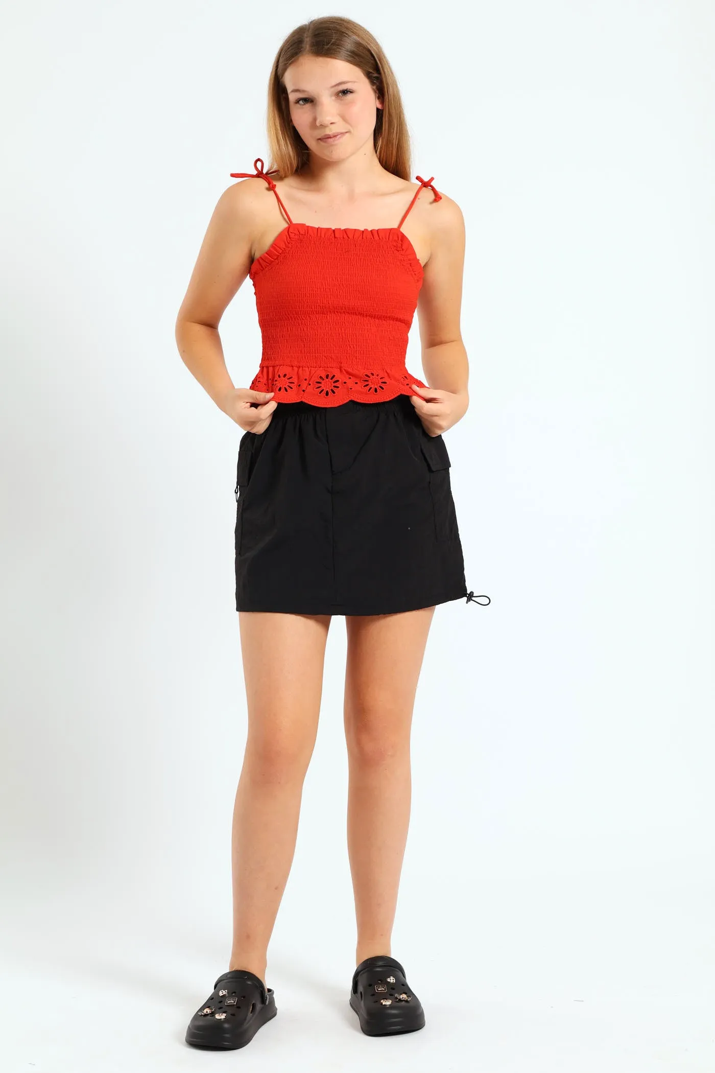Smock Scallop Strap Top - Tangerine sold by Edgars