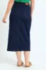 Raw Hem Front Slit Denim Midi Skirt - Dark Wash Ink sold by Edgars 