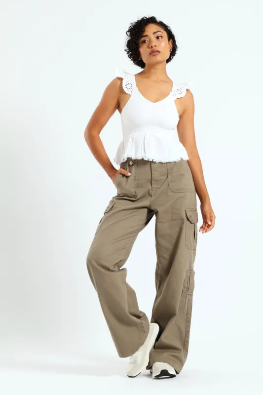 Embroidered Cap Sleeve Gause Top - White sold by Edgars