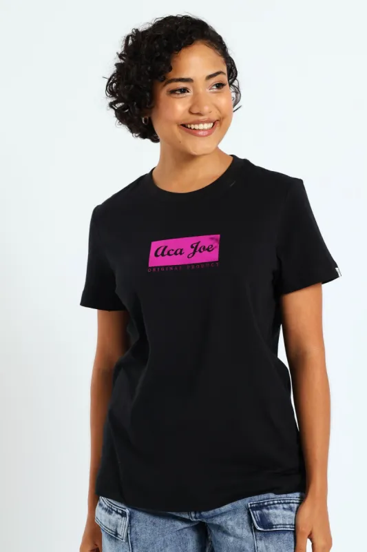 Foil Square Print Crew Tee - Black sold by Edgars