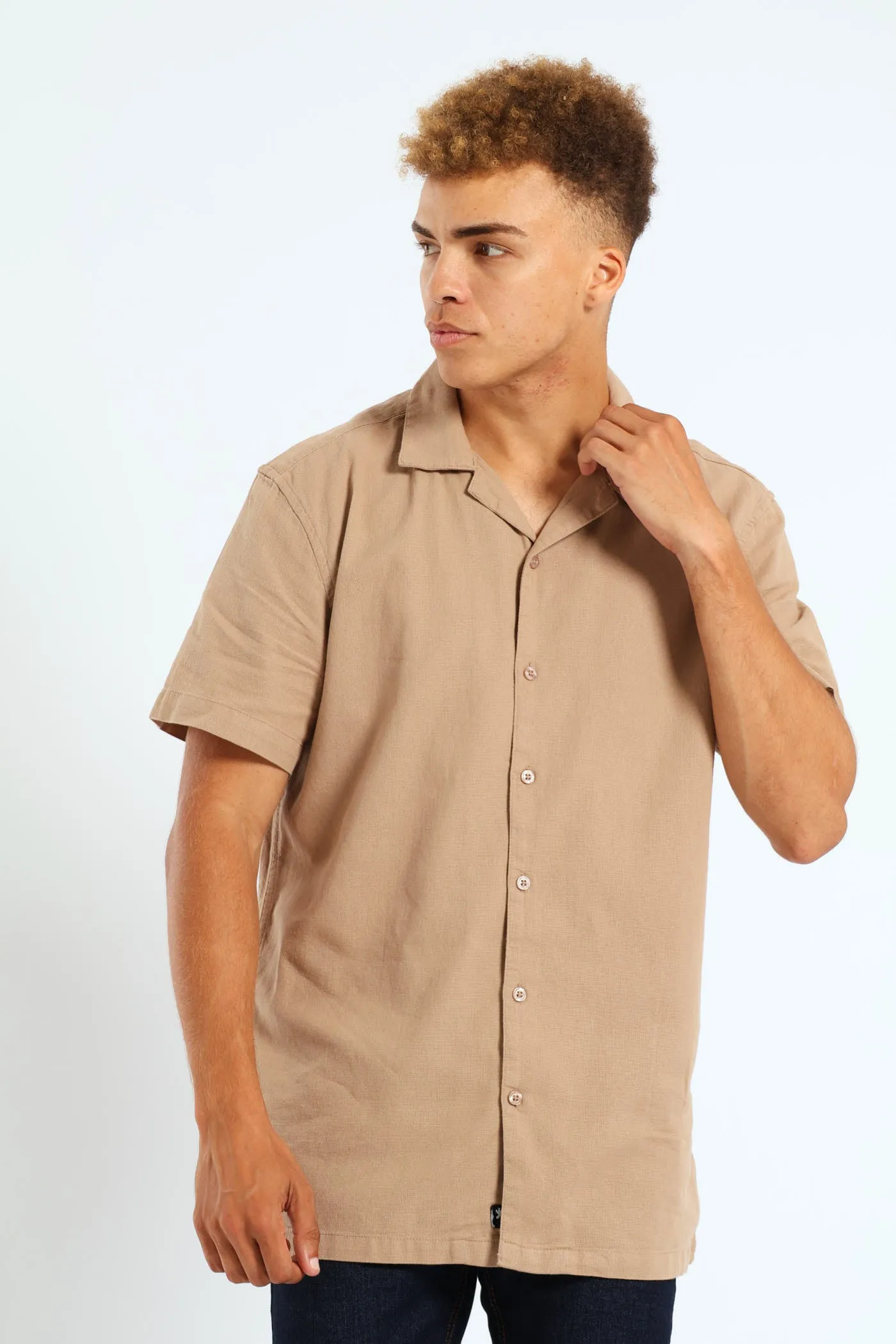 Basketweave Surf Interest Shirt - Mocha sold by Edgars