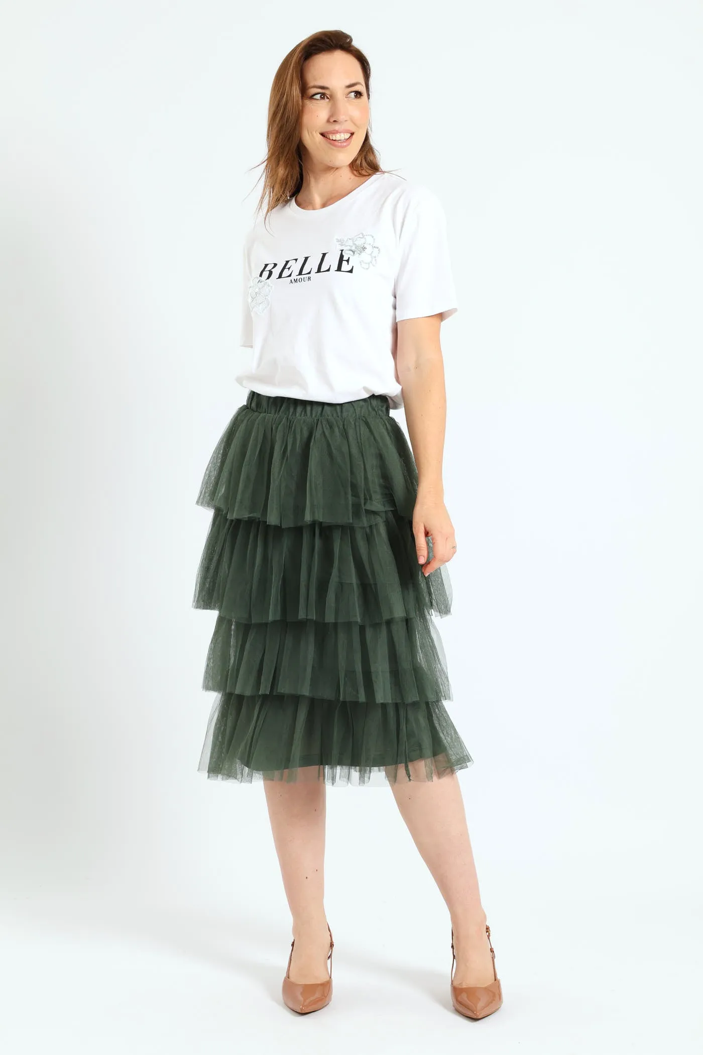 Rara Tiered Midi Skirt - Olive sold by Edgars