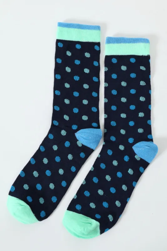 Single Dot Anklet Socks - Blue/Navy sold by Edgars 