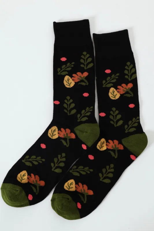 Floral Happy Socks - Black sold by Edgars 