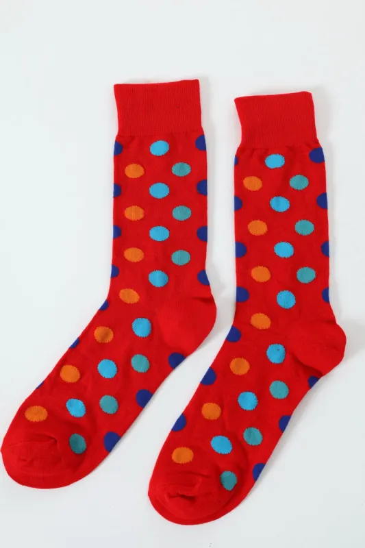 Single Multi Colour Dot Anklet Socks - Red sold by Edgars