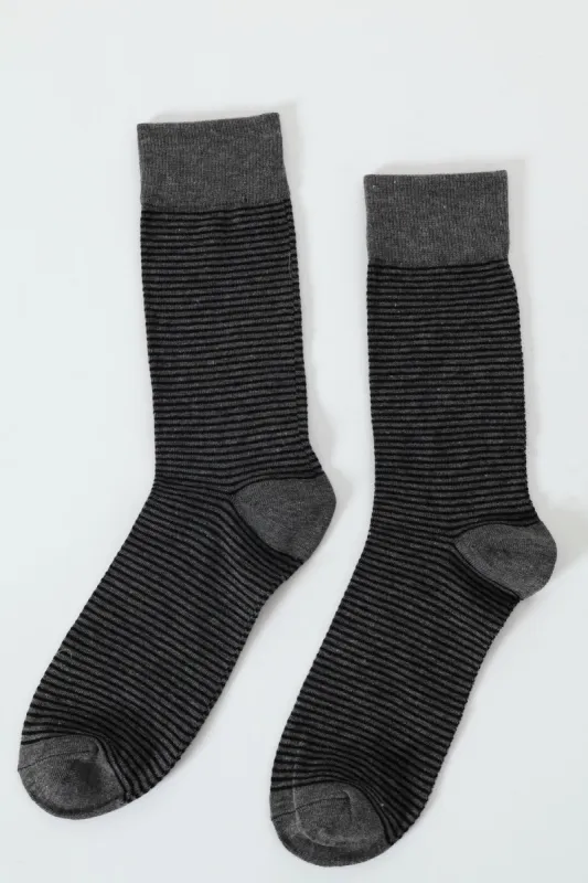 Single Thin Stripe Ankle Socks - Black/Grey sold by Edgars 