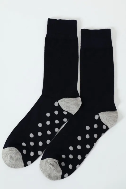 Single Spot Foot Anklet Socks - Navy/Grey sold by Edgars 