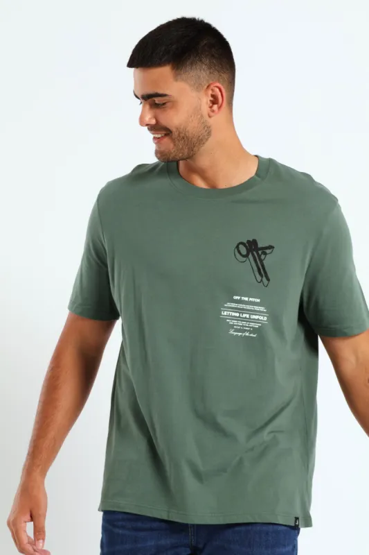 Off The Pitch Back & Front Tee - Light Fatigue made by Edgars