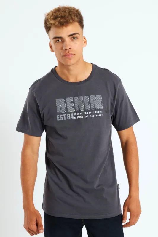 Basic Print T-Shirt - Charcoal sold by Edgars
