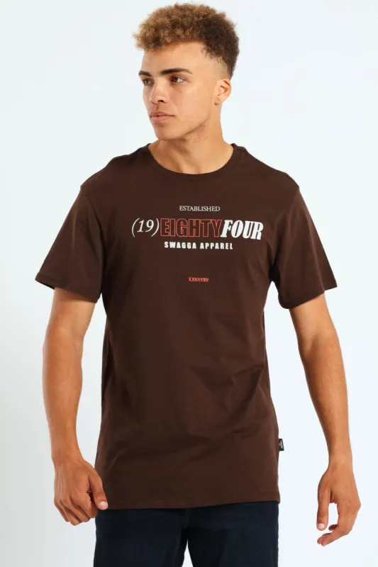 Short Sleeve Basic Print Tee - Brown sold by Edgars