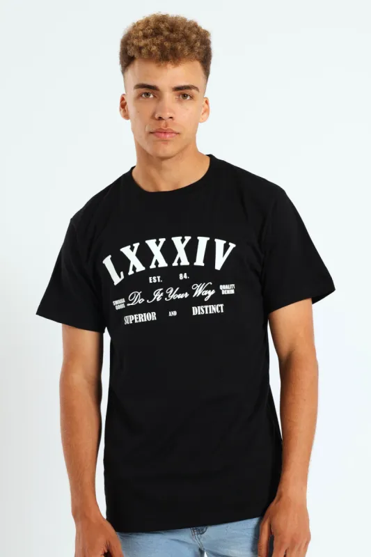 Short Sleeve Basic Print Tee - Black sold by Edgars 