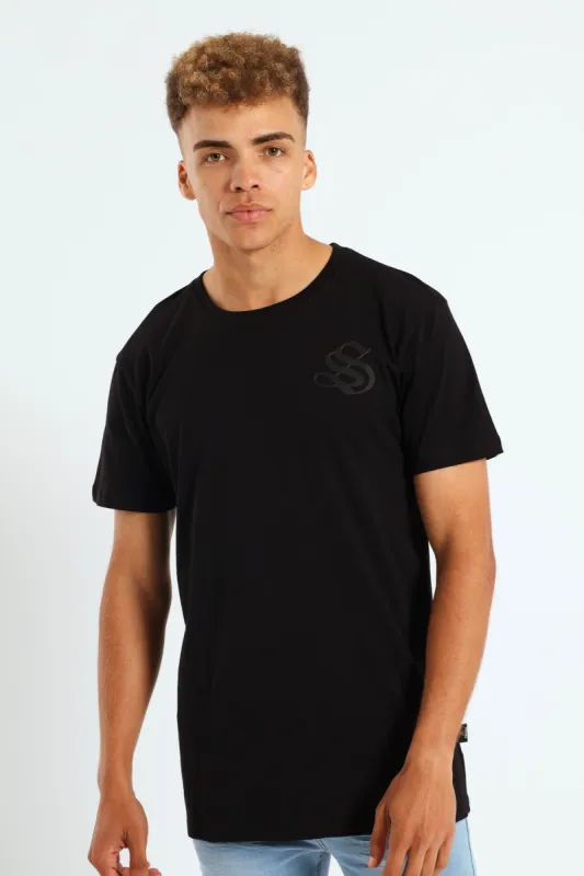 Short Sleeve Embroidered Back T-Shirt - Black sold by Edgars 