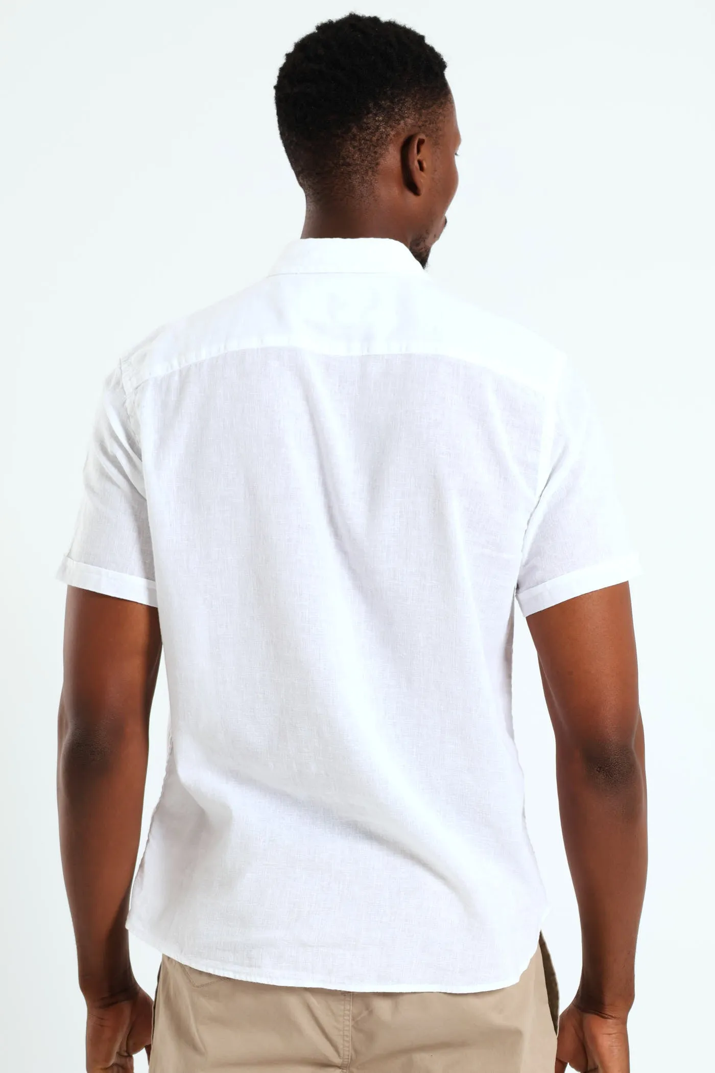 Buttondown Cotton Linen Slub Shirt - White sold by Edgars  product image thumbnail 3