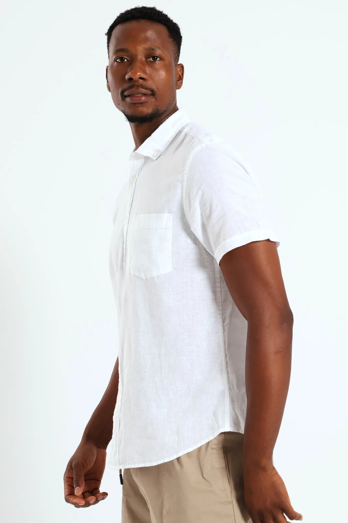 Buttondown Cotton Linen Slub Shirt - White sold by Edgars  product image thumbnail 2