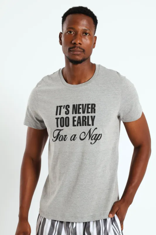 "Never Too Early" Print Tee - Grey Melange sold by Edgars 