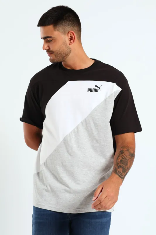 Power Colourblock Tee - Black sold by Edgars