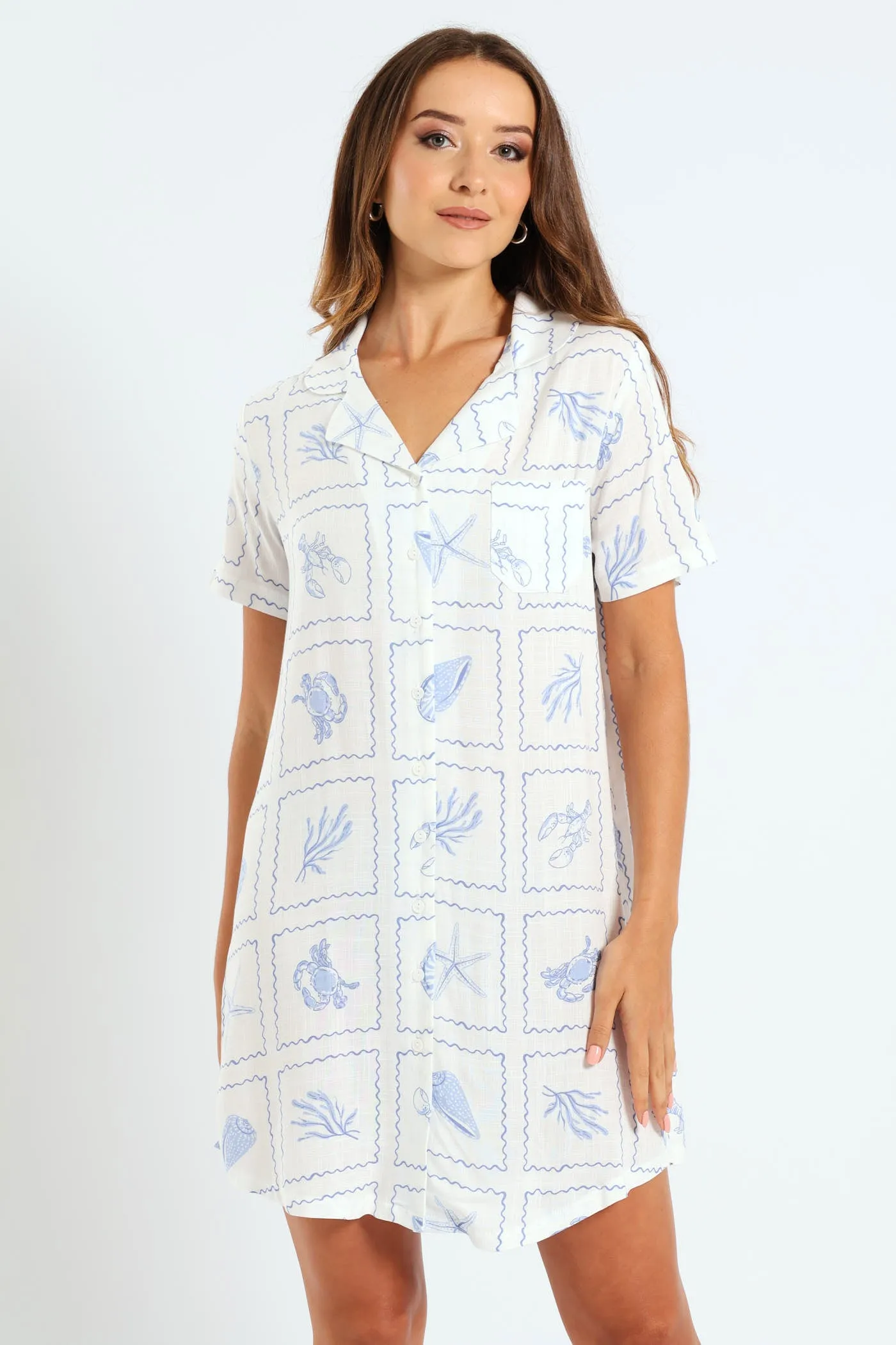 Button Through Woven Linen Blend Sleepshirt - White sold by Edgars product image thumbnail 2