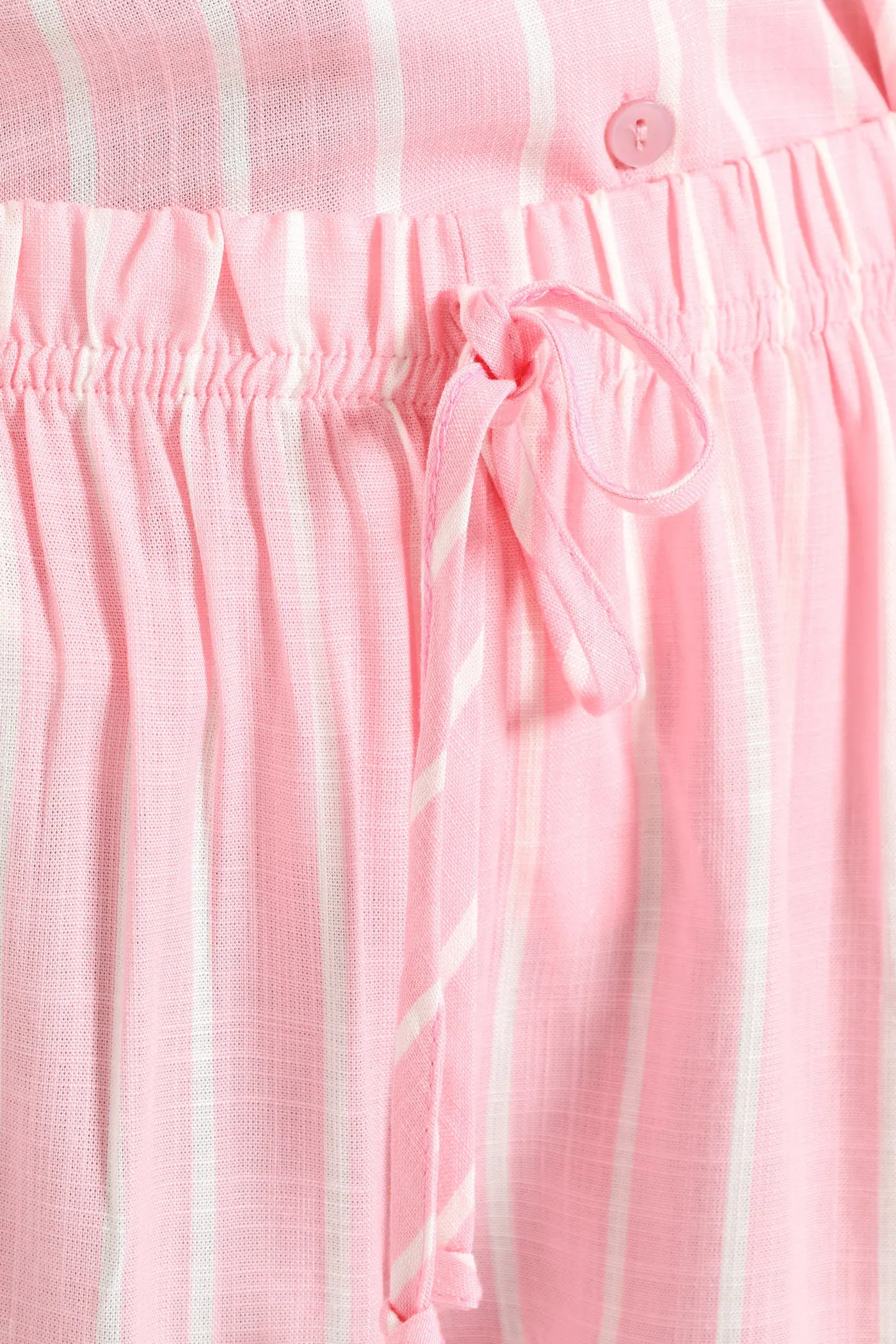 Linen Stripe Button Through Short Sleep Set - White/Pink sold by Edgars product image thumbnail 5