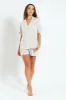 Linen Stripe Button Through Short Sleep Set - White/Grey sold by Edgars