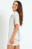 Linen Stripe Button Through Short Sleep Set - White/Grey sold by Edgars