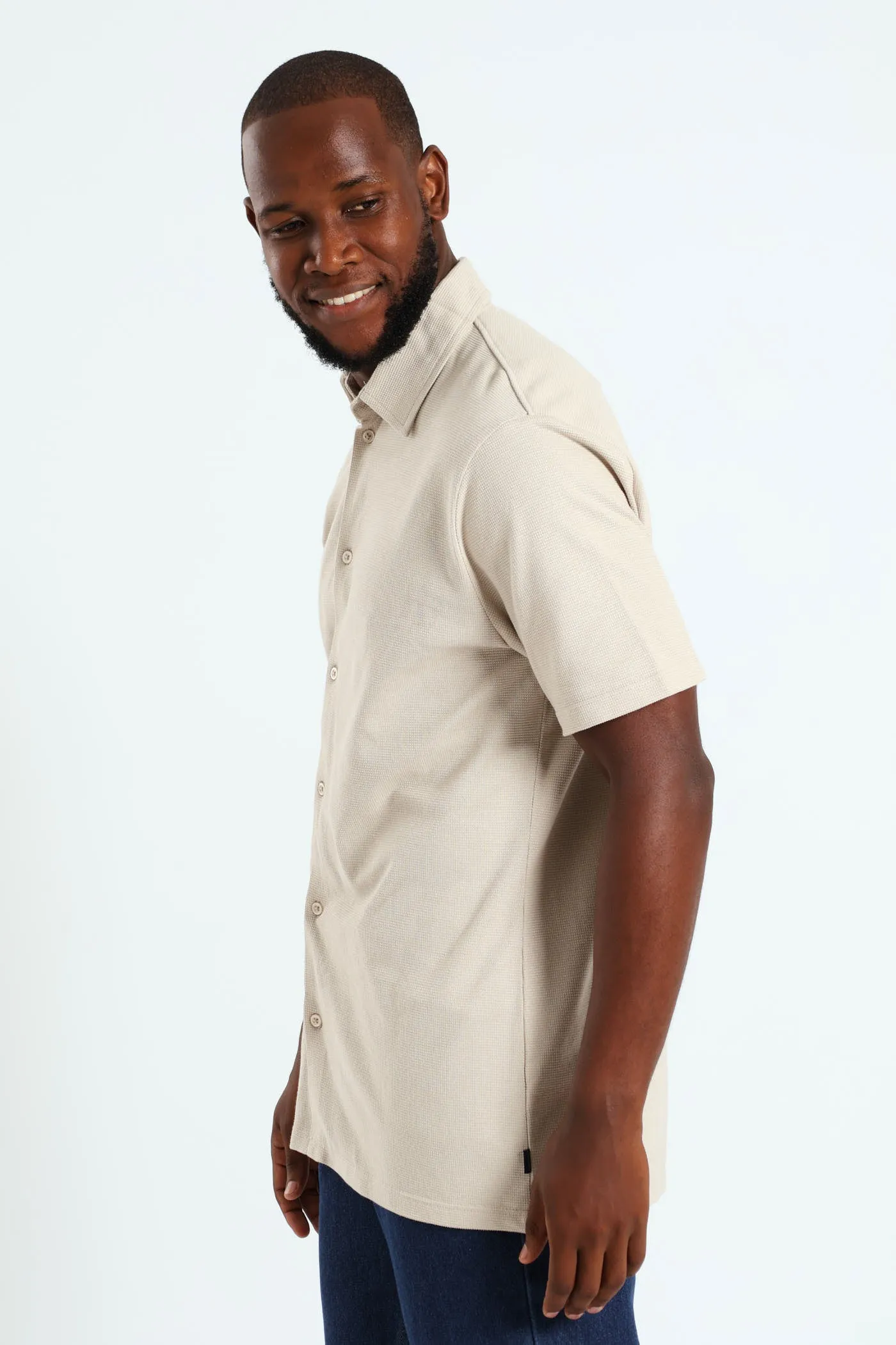 Button Through Mini Waffle Shirt - Camel sold by Edgars product image thumbnail 2