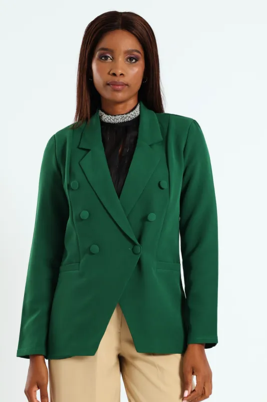 Long Sleeve Double Breasted Blazer - Green sold by Edgars 