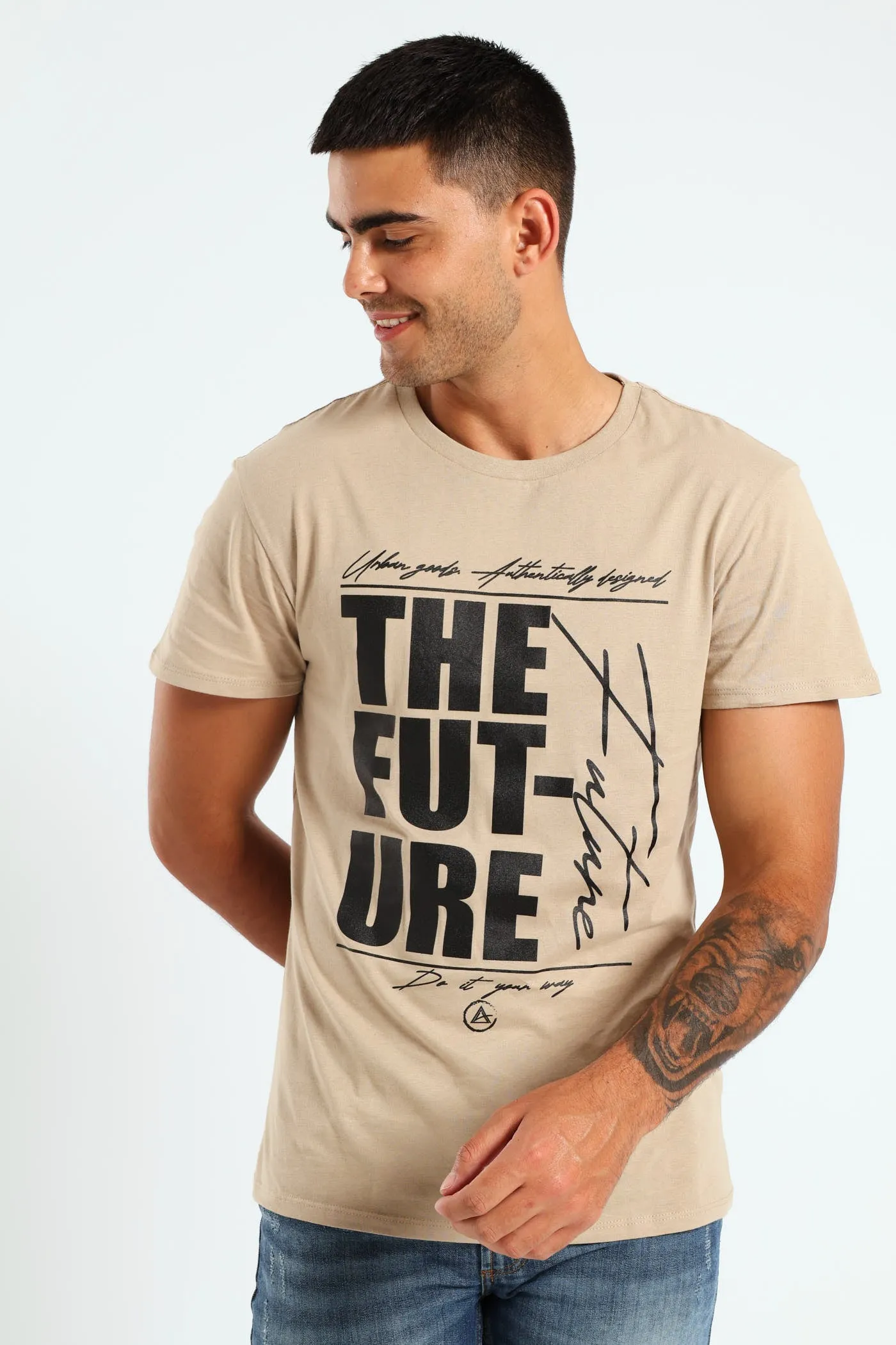 Basic Print Tee - Stone sold by Edgars