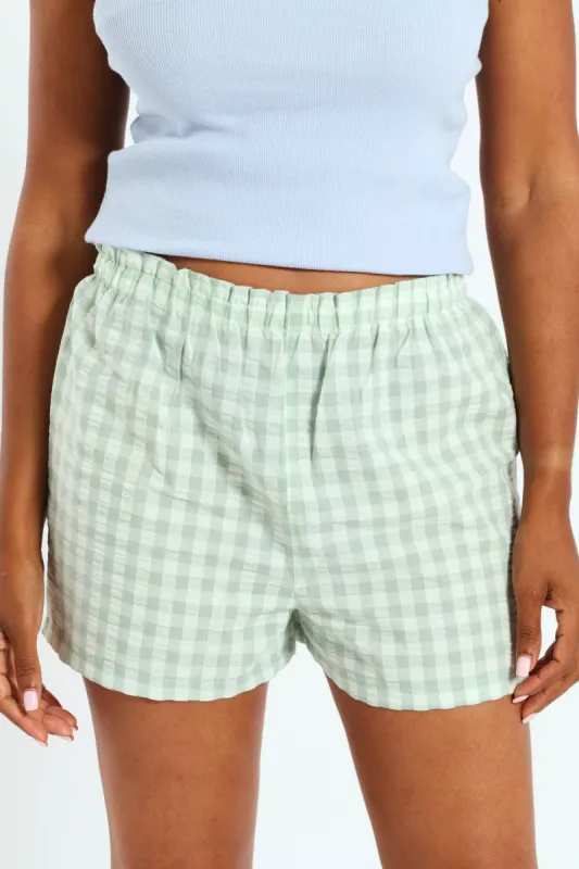 Woven Gingham Check Shorts - Duck Egg sold by Edgars