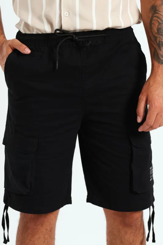 Twill Panel Cargo Short - Black sold by Edgars