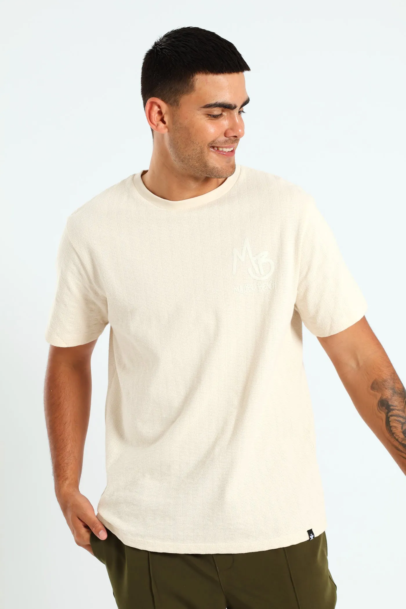 Mailbu Puff Front & Back Surf Interest Tee - Off White sold by Edgars