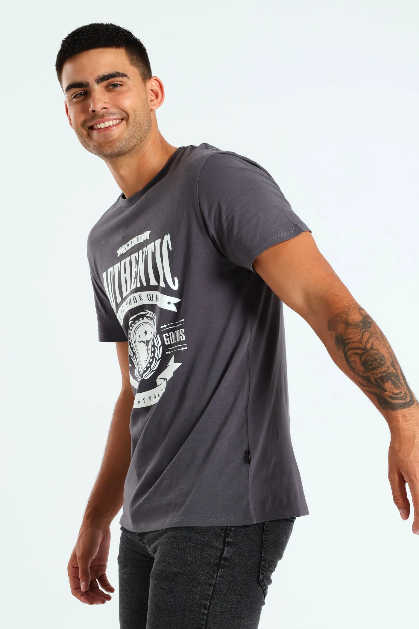 Basic Print Short Sleeve Tee - Charcoal sold by Edgars product image thumbnail 2