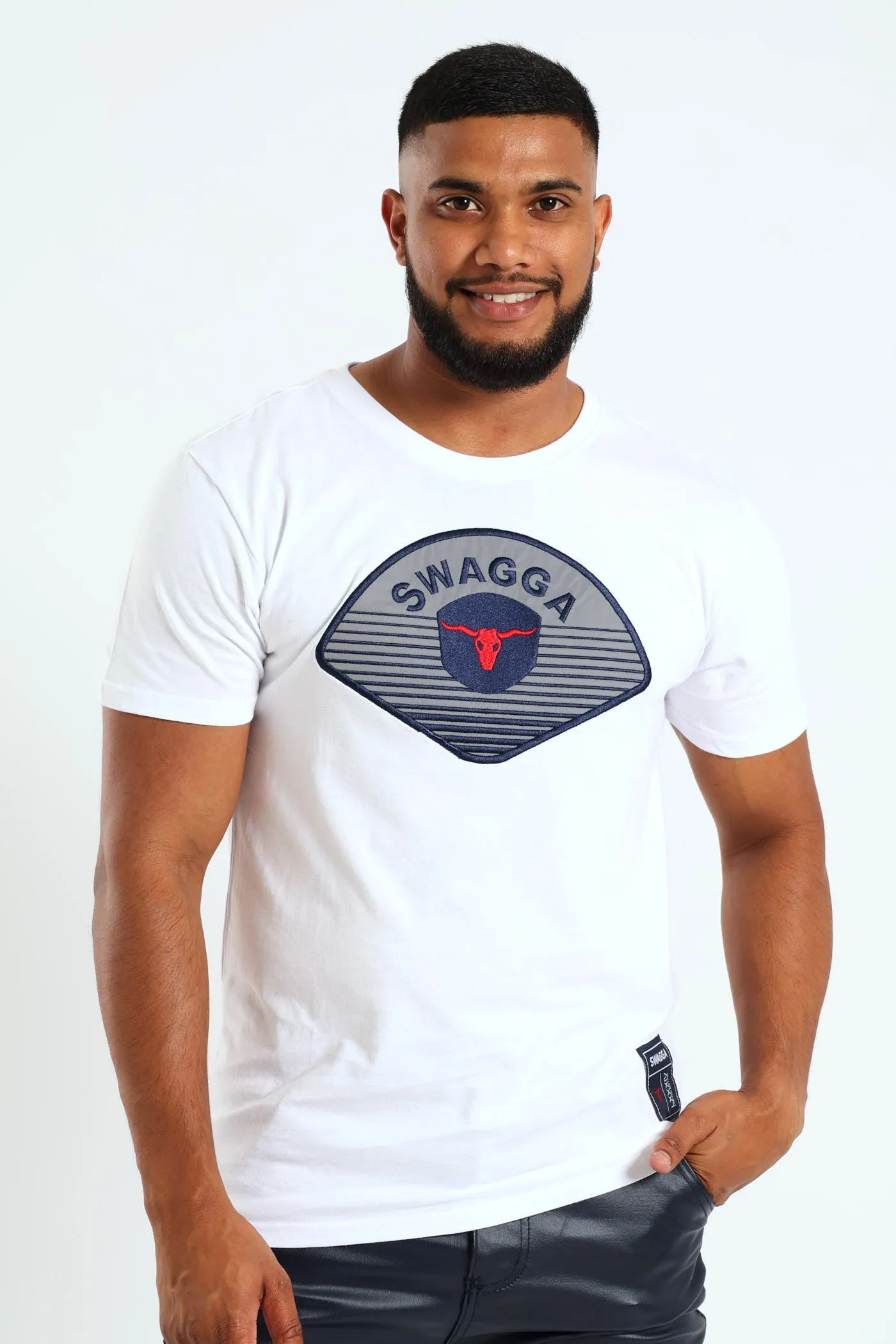 Embroidered Reflective Tee - White sold by Edgars