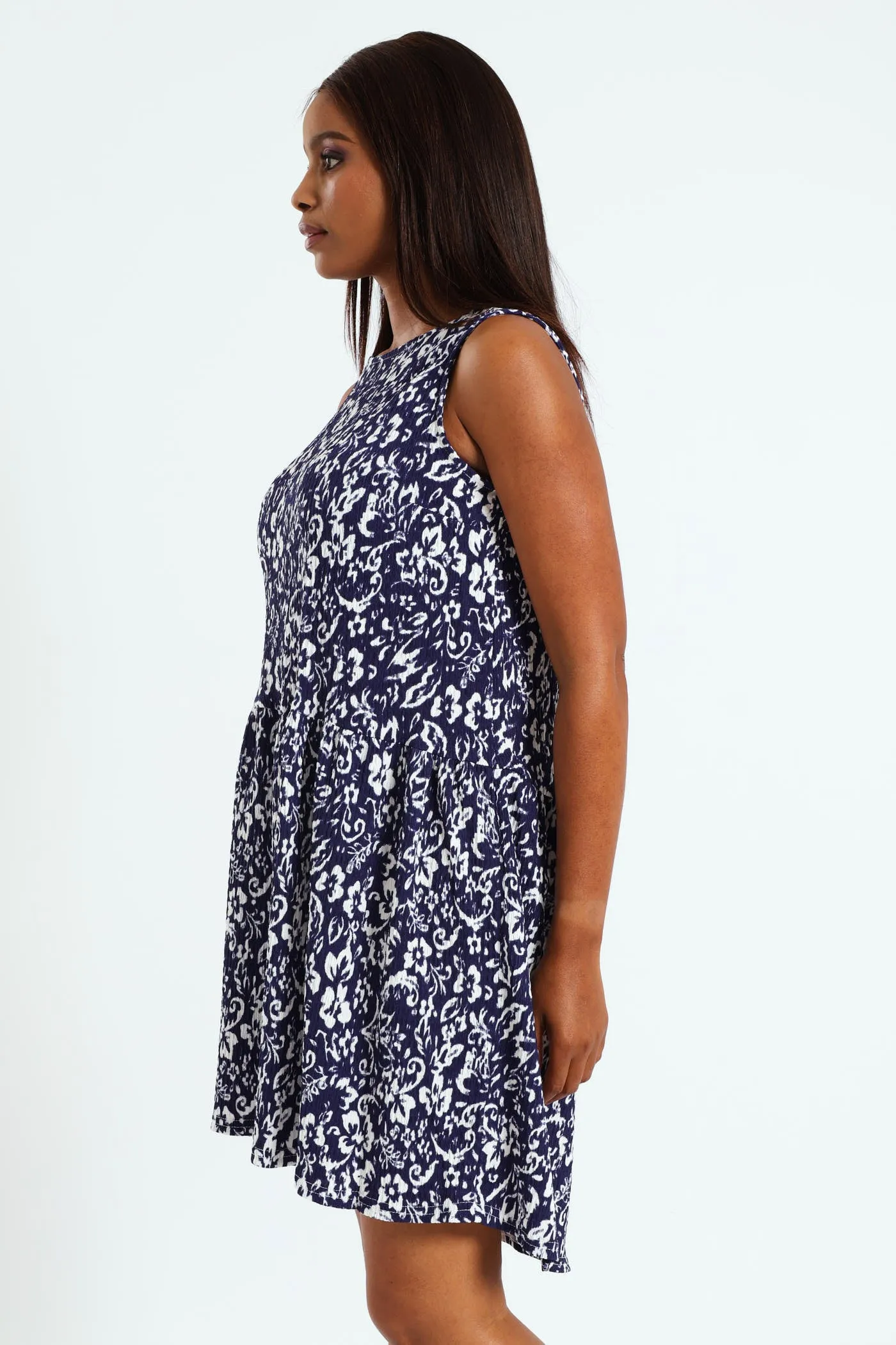 Tiered Slub Mini Dress - Navy/White sold by Edgars product image thumbnail 2
