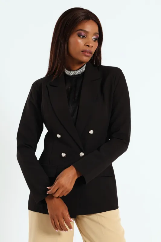 Double Breasted Nautical Blazer - Black sold by Edgars