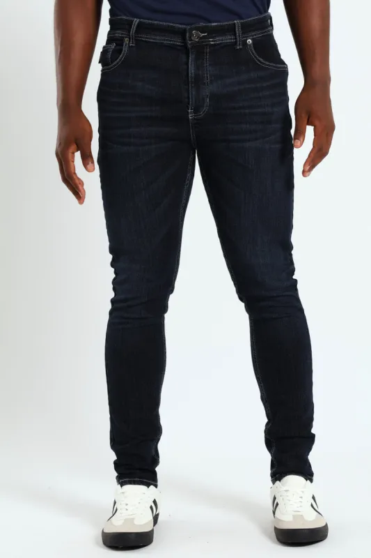 Ripped & Repair Super Skinny Jean - Blue/Black sold by Edgars