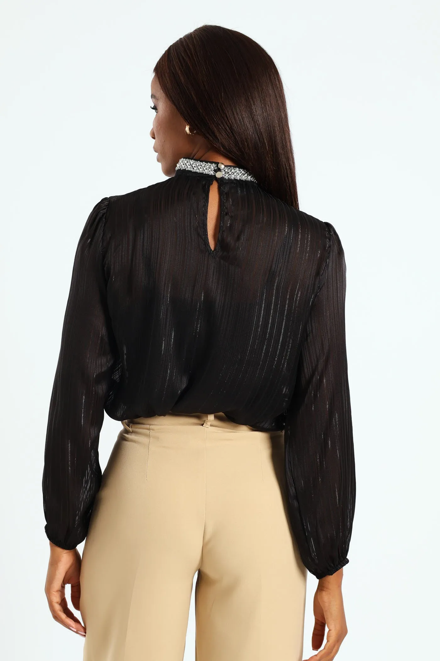 Hi Neck Jewel Blouse - Black sold by Edgars product image thumbnail 4