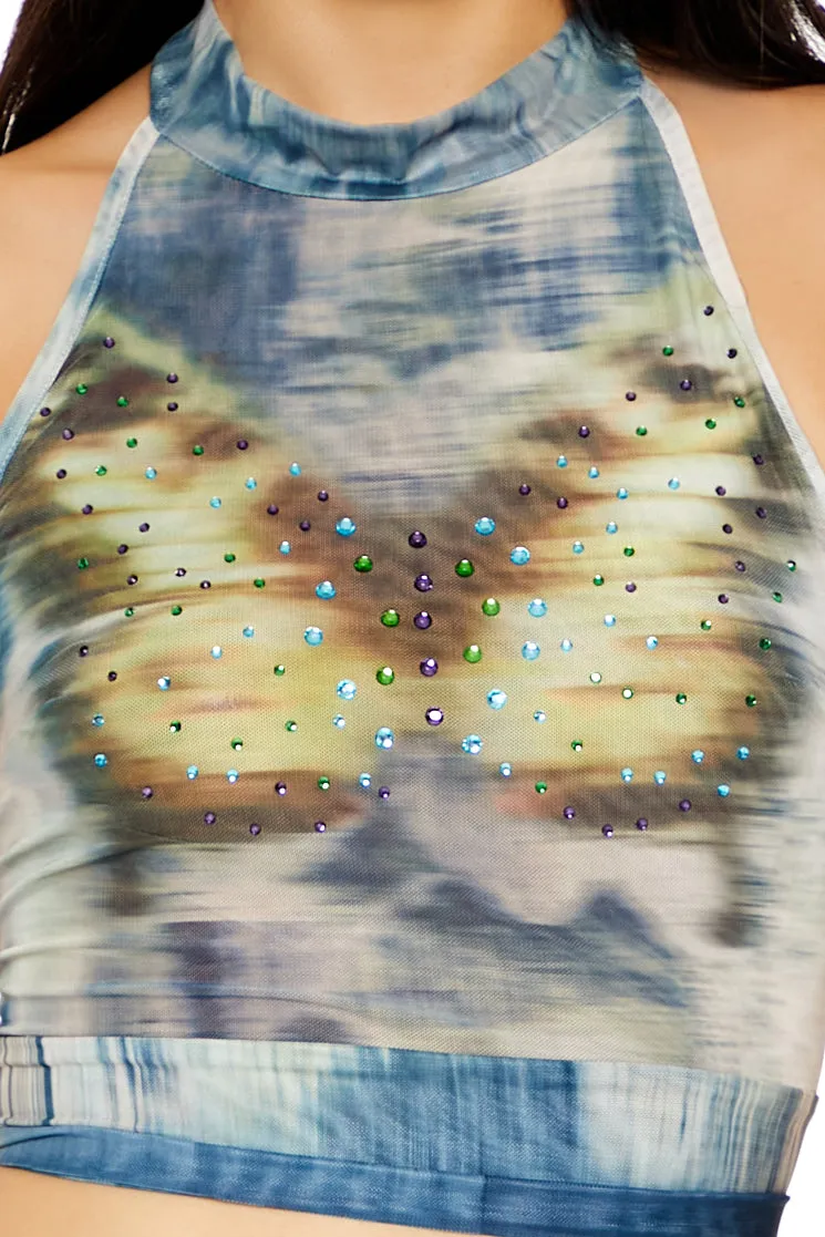 Mesh Diamante Knit Top - Blue sold by Edgars product image thumbnail 2