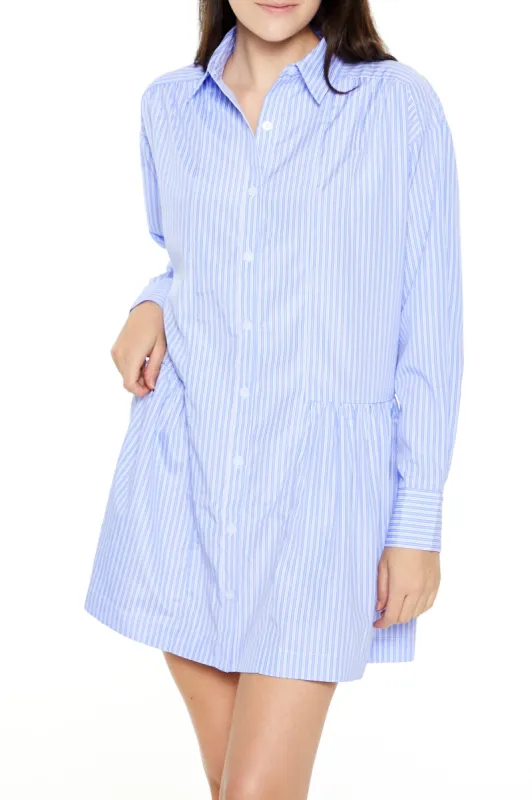 Striped Poplin Shirt Dress - Light Blue sold by Edgars