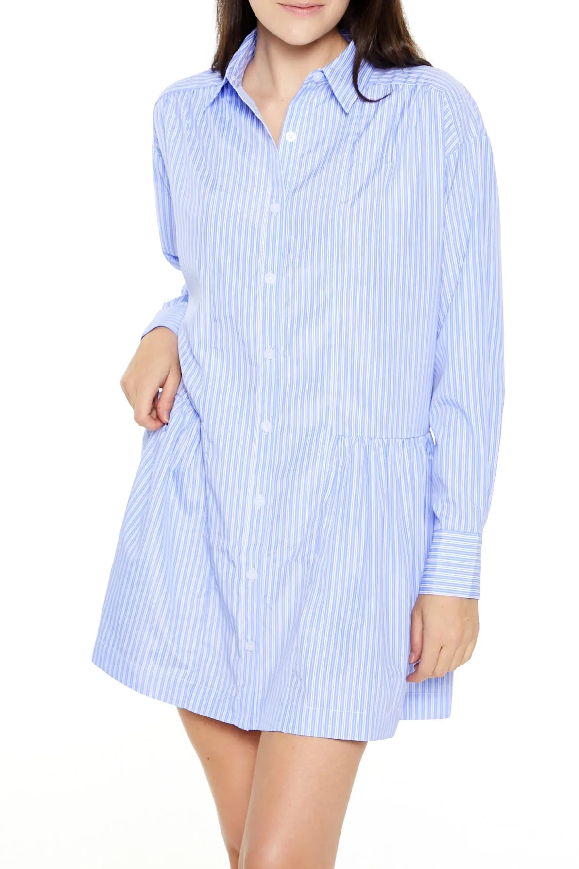 Striped Poplin Shirt Dress - Light Blue sold by Edgars