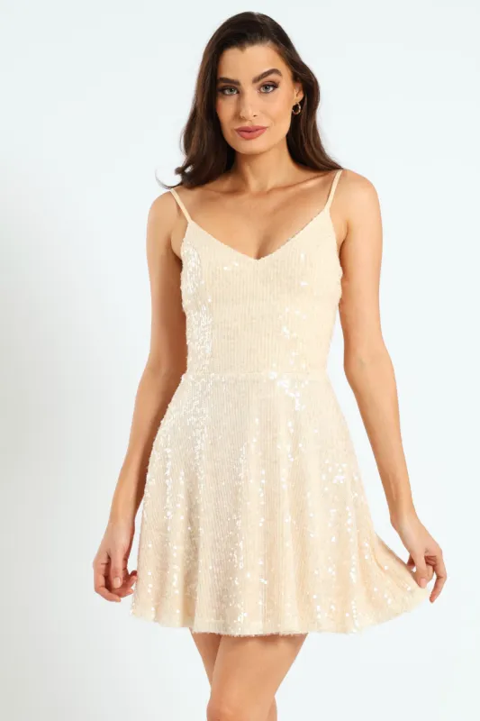 Wrap Bodice Glam Dress - Nude sold by Edgars