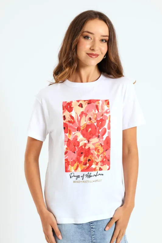 Floral Painting Tee - White sold by Edgars