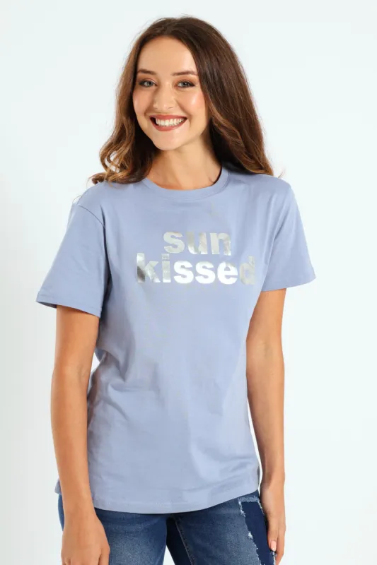 Sun Kissed Glitter Tee - Denim sold by Edgars 